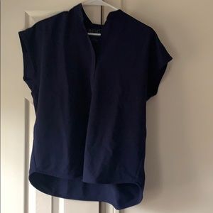 Rafaela Mandarin Collar Scrub Top Navy Blue